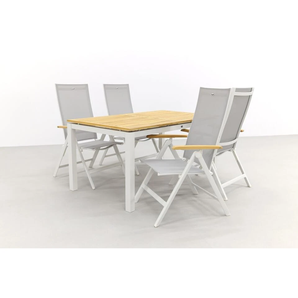 Hartman Napoli Teak Wit/Sonata 160 Cm. Tuinset - 5-delig 4 Hartman Napoli Teak Wit/Sonata 160 Cm. Tuinset - 5-delig - Afbeelding 2